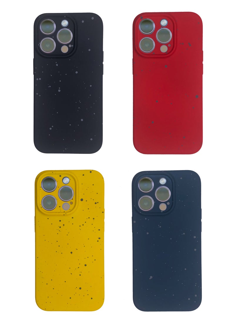 LEEKA iPhone 14 Pro Max 4 Covers Pack for iPhone 14 Pro Max Dotted Design bundle offer Pack Feel Glow Luxury PKK Silicone Case (Multi Colour) - Image 1