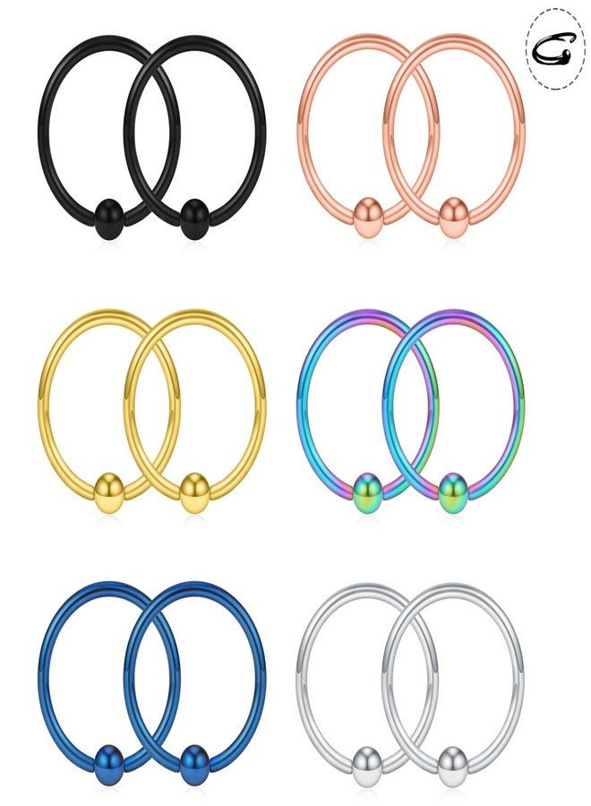 SCERRING 12PCS 22G 10mm Nose Hoop Lip Eyebrow Tongue Helix Tragus Cartilage Septum Piercing Ring - Mix Color 1# - Image 3