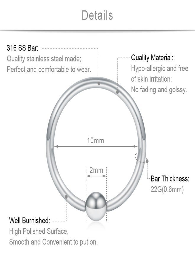 SCERRING 12PCS 22G 10mm Nose Hoop Lip Eyebrow Tongue Helix Tragus Cartilage Septum Piercing Ring - Mix Color 1# - Image 2