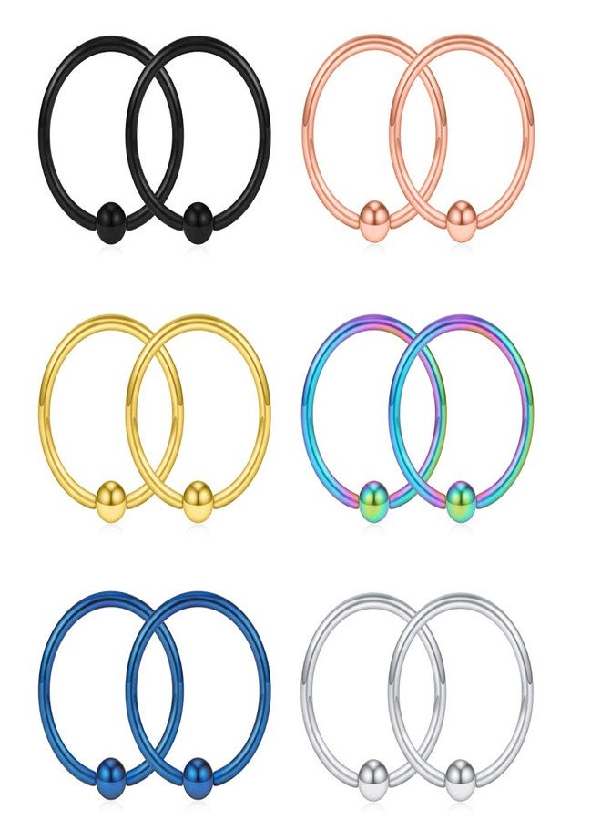 SCERRING 12PCS 22G 10mm Nose Hoop Lip Eyebrow Tongue Helix Tragus Cartilage Septum Piercing Ring - Mix Color 1# - Image 1
