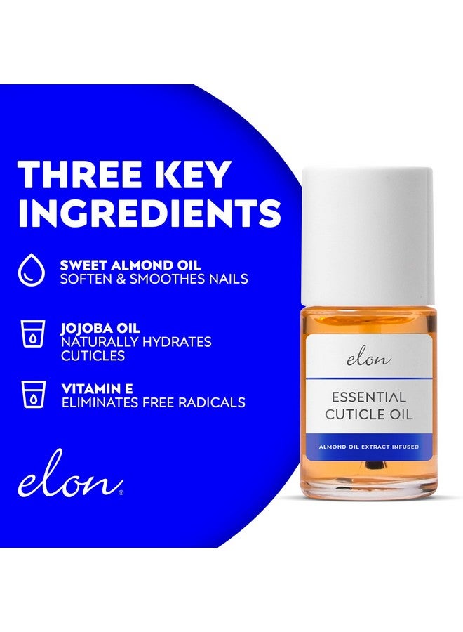إيلون زيت بشرة أساسي للأظافر مع مستخلص زيت اللوز وزيت الجوجوبا وفيتامين E لتنعيم وترطيب الأظافر وزيت البشرة الموصى به من قبل أطباء الجلدية، زيت بشرة الأظافر (0.5 أونصة). - Image 2