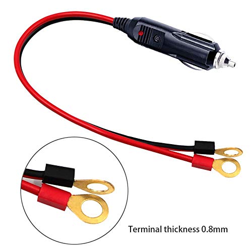 SPARKEL 12V Car Cigarette Lighter Power Connection Cigarette Socket Male Adapter With Wire&Ring Terminals,Red - Image 3