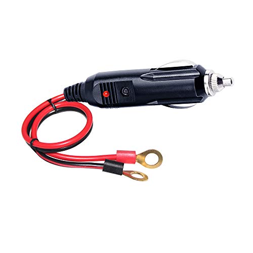 SPARKEL 12V Car Cigarette Lighter Power Connection Cigarette Socket Male Adapter With Wire&Ring Terminals,Red - Image 2