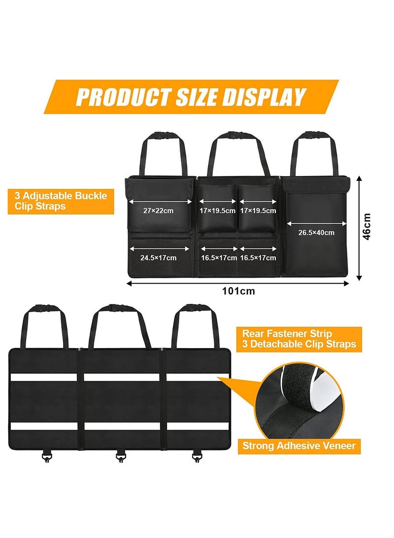 Excefore Car Boot Organiser, Car Trunk Tidy Organiser Bag, Detachable MultiPocket Car Organiser Seat Back Protectors with Zipper, Water-Proof Durable Foldable Children's Travel Storage Bag, 101x46cm - Image 2
