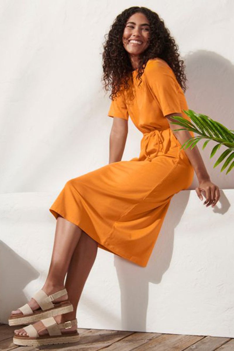 Tchibo Women Plain Bodycon Midi Dress, Orange - Image 1