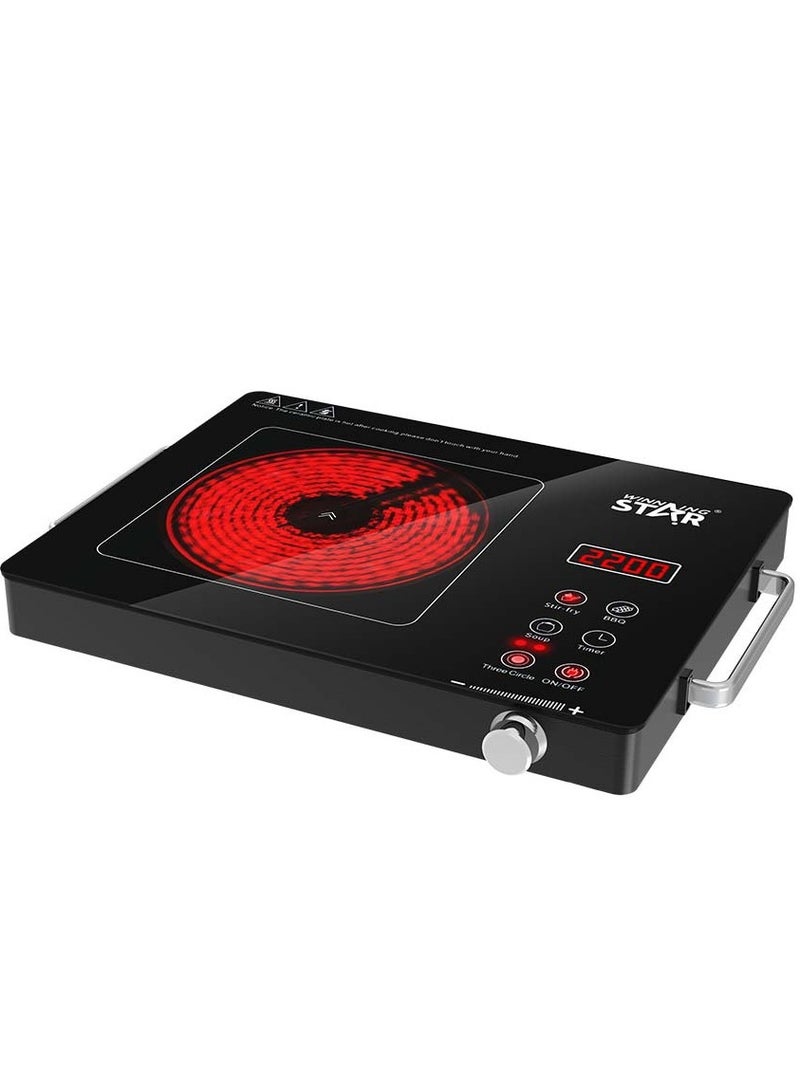 Winning Star Portable Infrared Burner, 2200W Electric Burner with 3 Hours Timer, Electric Hot Plate, Touch Control Panel & Adjustable Heating Power, Electric Cooktop for Cooking - Image 1