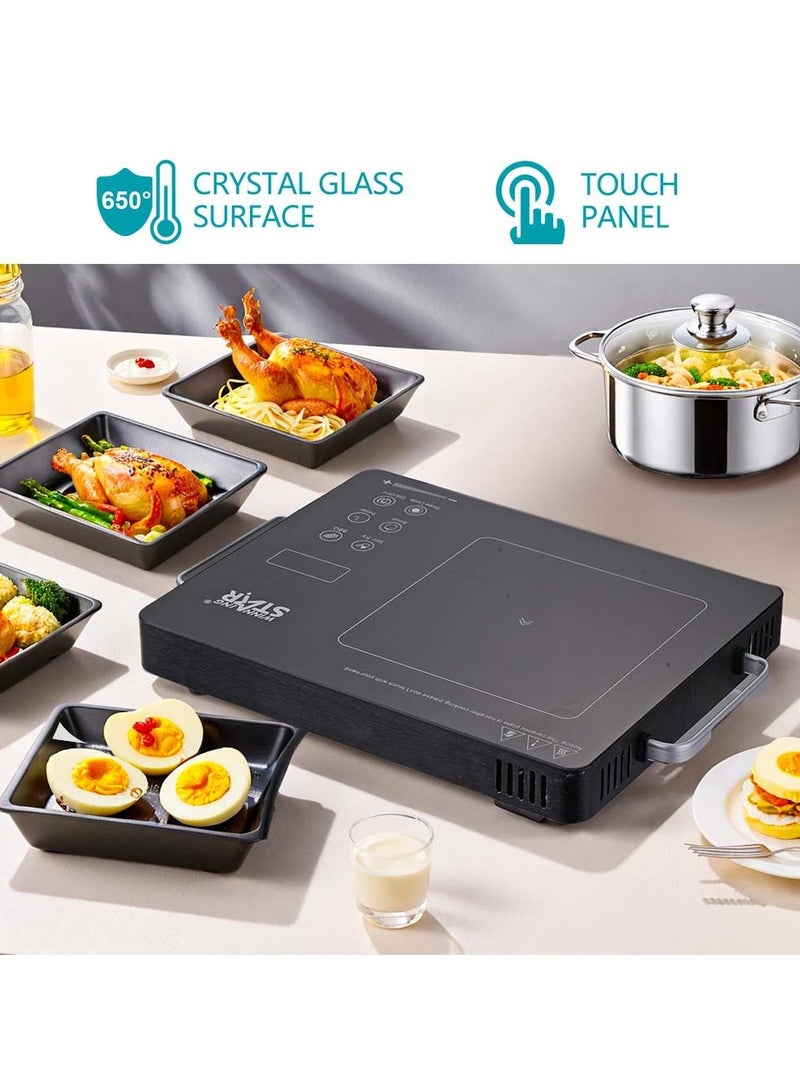 Winning Star Portable Infrared Burner, 2200W Electric Burner with 3 Hours Timer, Electric Hot Plate, Touch Control Panel & Adjustable Heating Power, Electric Cooktop for Cooking - Image 2