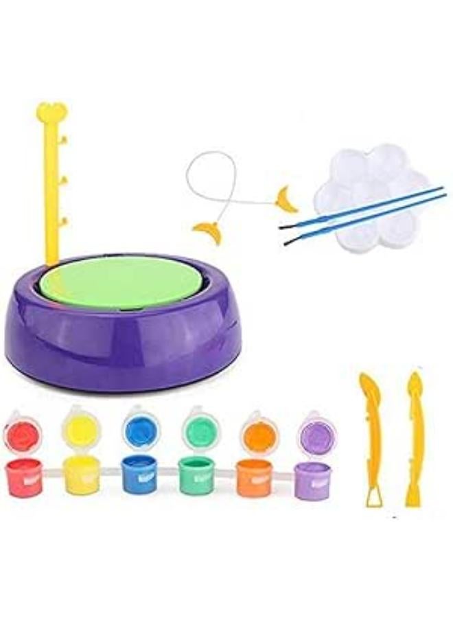 مجموعة عجلة الفخار من ليزر للأطفال، عجلة فخار للأطفال مع الطين، لعبة عجلة الفخار، مجموعة فخار، مجموعة فخار للأطفال (متعددة الألوان)