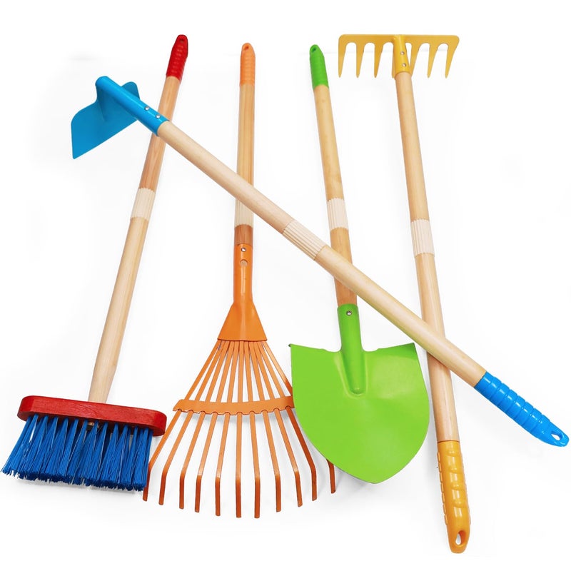 CHEERBANK Kids Garden Tools Outdoor Toys Shovel for Digging Sand KidSized Rake 5PCS 276 Inch Long Gardening Tools for Boys Girls Age 3 and up Gifts - Image 2