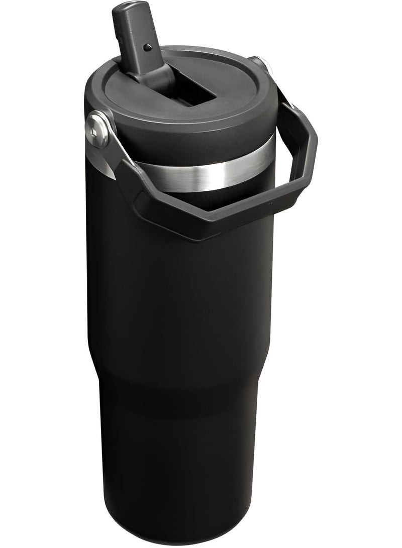 شوبيت كوب بهلوان، كوب معزول بالفراغ، كوب من الفولاذ المقاوم للصدأ مع غطاء وقش للشاي المثلج أو عصير القهوة والمزيد 30oz أسود - Image 2