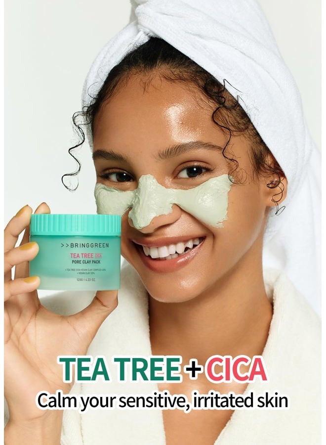 BRING GREEN Tea Tree Cica Pore Clay Pack | Vegan Deep Pore Cleansing Clay Mask, for Pore Purifying, Contains Cica & Tea tree for Soothing & Relieving Stressed Skin 4.23 oz. - Image 3