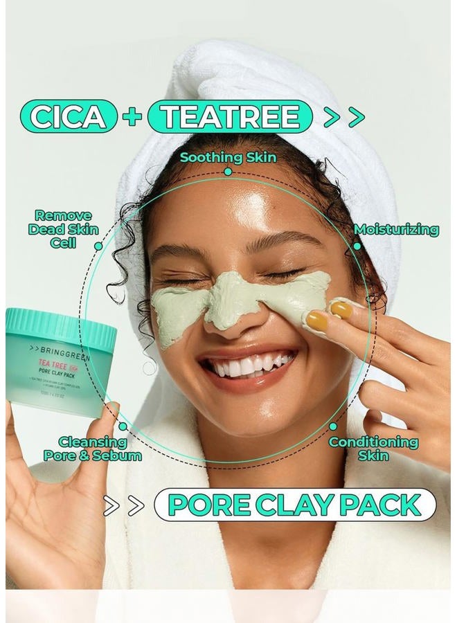 BRING GREEN Tea Tree Cica Pore Clay Pack | Vegan Deep Pore Cleansing Clay Mask, for Pore Purifying, Contains Cica & Tea tree for Soothing & Relieving Stressed Skin 4.23 oz. - Image 2