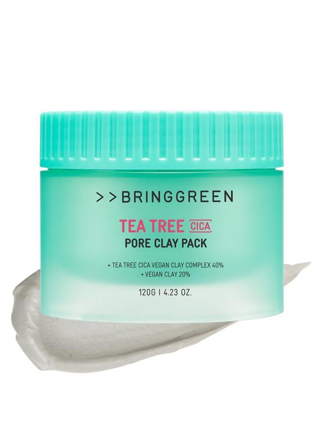 BRING GREEN Tea Tree Cica Pore Clay Pack | Vegan Deep Pore Cleansing Clay Mask, for Pore Purifying, Contains Cica & Tea tree for Soothing & Relieving Stressed Skin 4.23 oz. - Image 1