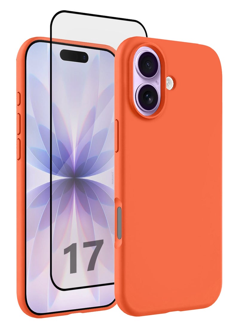 CATANES 2 Packs Silicone Protective Phone Case for iPhone 17 - Soft Anti-Scratch Microfiber Lining Ultra Slim Drop Protection Phone Cover with 3D Screen Protector - Cosmic Orange - Image 1