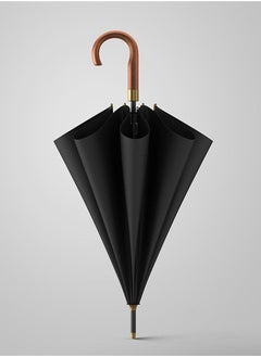 Loquat Lun Light Luxury Retro Wood Handle 16 Bone Thick Umbrella Bone Strong Storm Storm Umbrella Black  - Image 1