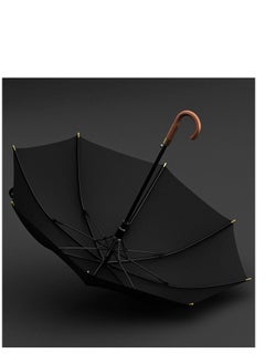Loquat Lun Light Luxury Retro Wood Handle 16 Bone Thick Umbrella Bone Strong Storm Storm Umbrella Black  - Image 2