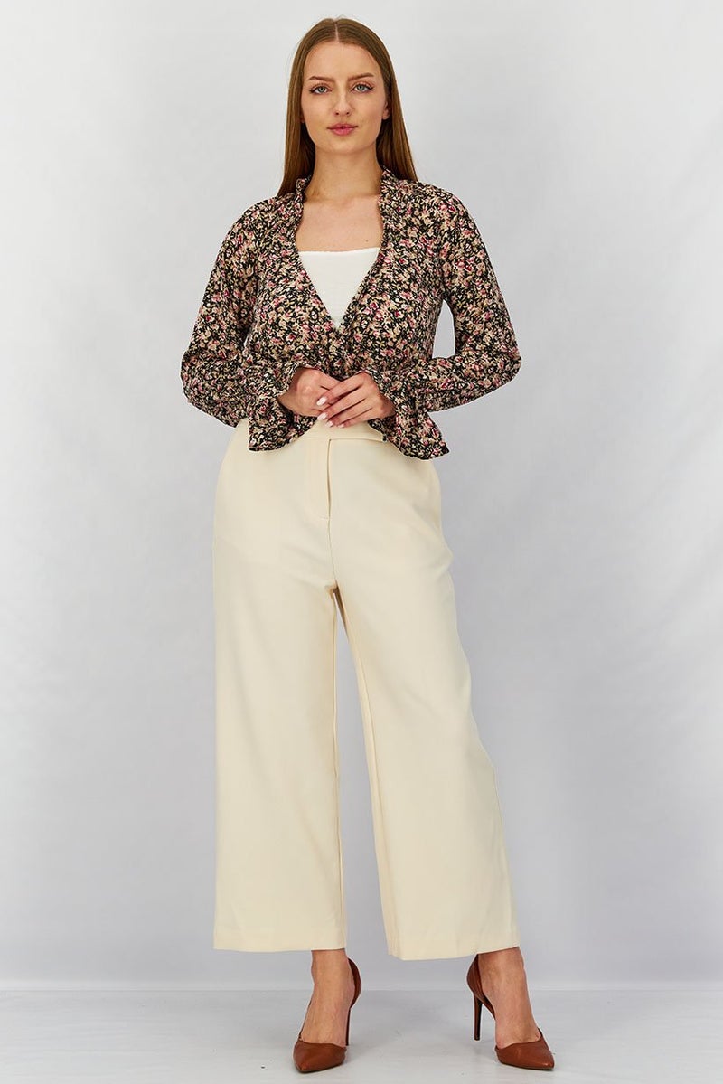 Missguided بدلة نسائية بأكمام طويلة وطباعة زهور على شكل V، متعددة الألوان - Image 4