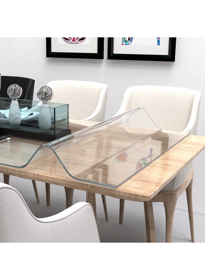 ETECHMART 40 X 96 Inch Clear Table Cover Protector 1.5Mm Thick Custom Pvc Table Cover Tablecloth Plastic Desk Pad Mat Waterproof Vinyl Table Top Protector For Kitchen Coffee Table Writing Desk  - Image 2