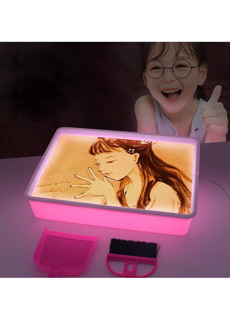 Sand Painting Light Box, Adjustable Brightness Children Painting Box, Early Education Sand Painting Toy, Sand Art Kits Light Table Toys, (Blue USB Model Plus 2 Bags Of Sand Plus Power Plug )  - Image 3