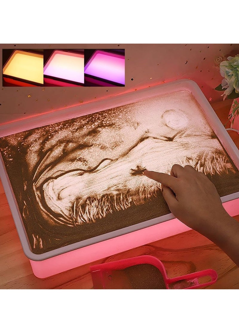 Sand Painting Light Box, Adjustable Brightness Children Painting Box, Early Education Sand Painting Toy, Sand Art Kits Light Table Toys, (Blue USB Model Plus 2 Bags Of Sand Plus Power Plug )  - Image 2