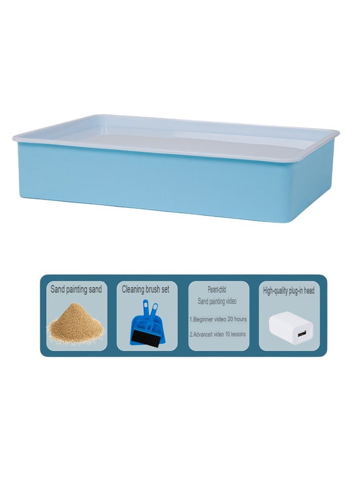 Sand Painting Light Box, Adjustable Brightness Children Painting Box, Early Education Sand Painting Toy, Sand Art Kits Light Table Toys, (Blue USB Model Plus 2 Bags Of Sand Plus Power Plug )  - Image 1
