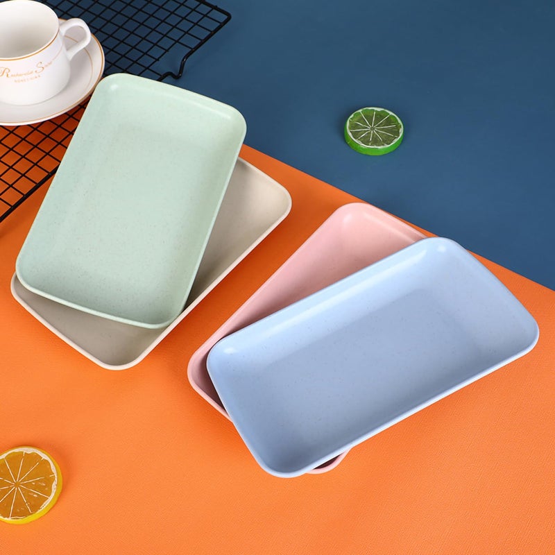 P-PLUS INTERNATIONAL Wheat Straw Plates Unbreakable Plastic Plates Reusable Dishwasher & Microwave Safe Wheat Straw Dinnerware Sets Kid-Friendly for Kitchen Outdoor Camping Salad (Blue, Set of 2) - Image 4