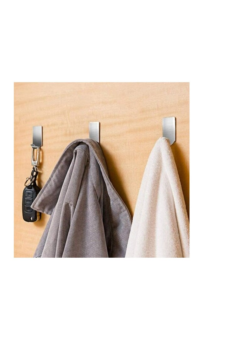 PROMASS Self Adhesive Hooks, Stainless Steel Wall Hanger Hat Hooks Rack For Kitchen Bathroom Office Closet - Waterproof, No Drill Glue Needed (C-12Pcs)  - Image 2