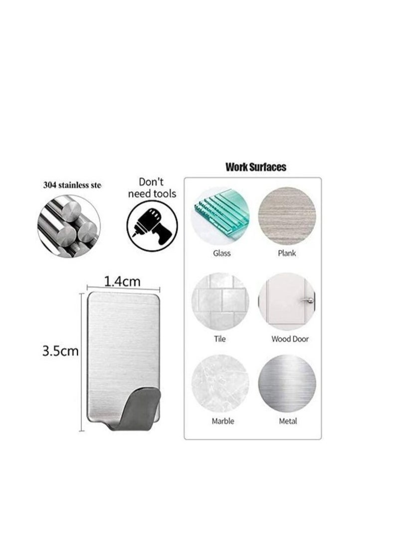 PROMASS Self Adhesive Hooks, Stainless Steel Wall Hanger Hat Hooks Rack For Kitchen Bathroom Office Closet - Waterproof, No Drill Glue Needed (C-12Pcs)  - Image 3