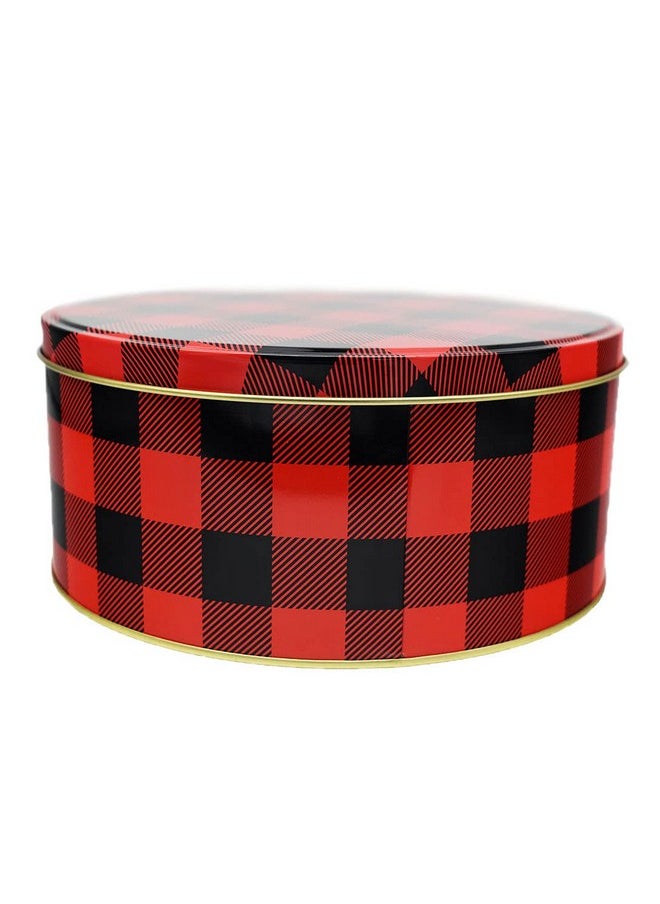 Black Duck Brand Set of 3 Round Holiday Decorative Nesting Tins - Largest Measures 8 in Diameter - Great For Storing Cookies, Brownies, and More! (Red/Black)