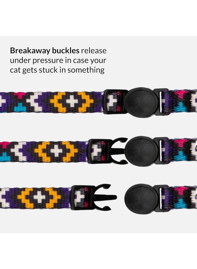 CollarDirect Aztec Cat Collar Breakaway Pack Of 2 Pcs Nylon Tribal Pattern Geometric Pet Kitten Collars For Cats (Blue + Orange) - Image 2