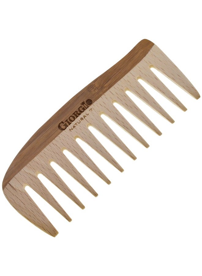 Giorgio GIONAT7 Large Natural Wooden Comb Hair Detangler Wide Tooth Comb for Curly Hair, Bamboo and Beechwood Hair Combs for Thick Hair - Organic Wooden Hair Comb Perfect for Use with Long Thick Hair - Image 1