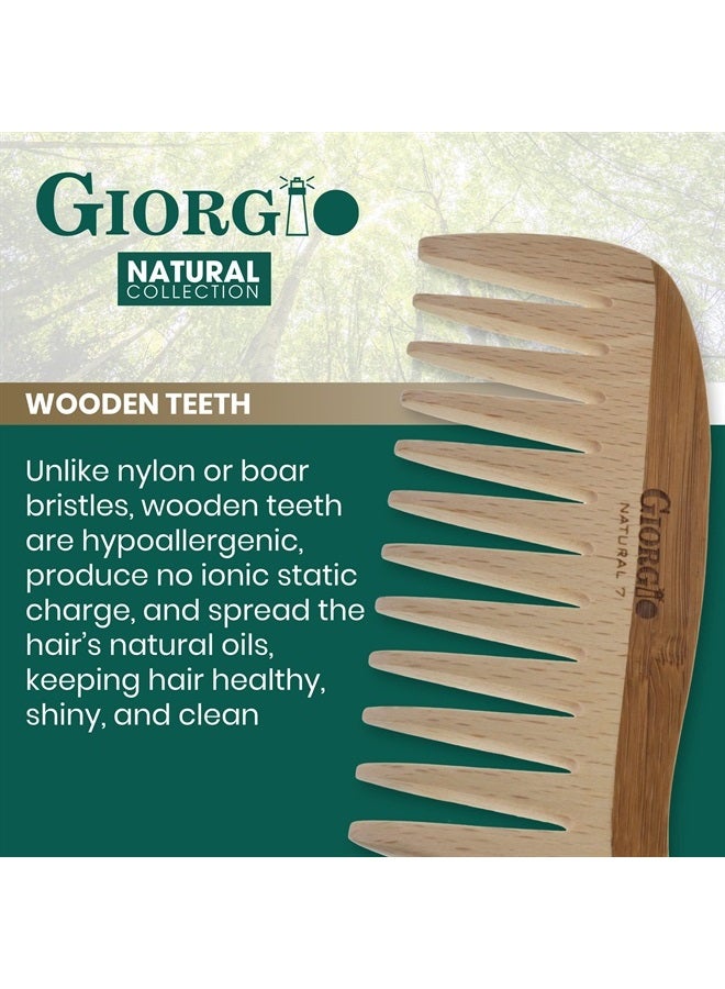 Giorgio GIONAT7 Large Natural Wooden Comb Hair Detangler Wide Tooth Comb for Curly Hair, Bamboo and Beechwood Hair Combs for Thick Hair - Organic Wooden Hair Comb Perfect for Use with Long Thick Hair - Image 2