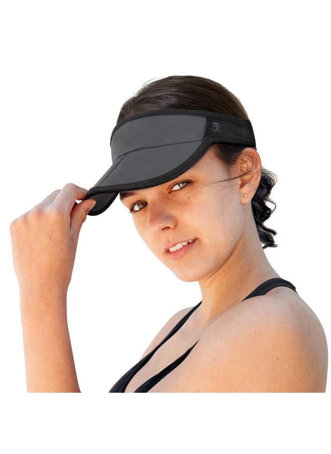 GADIEMKENSD - Sun Visors Hats For Womens Mens Beach Hat Accessories Summer Straw Sunhat Fashion Foldable Wide Brim Sombreros Para Mujer Para Ponytail Caps Uv Protection For Running Hiking Football Golf Grey Black - Image 1