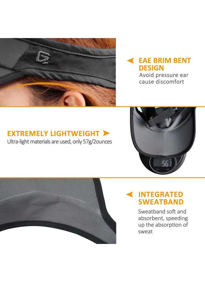 GADIEMKENSD - Sun Visors Hats For Womens Mens Beach Hat Accessories Summer Straw Sunhat Fashion Foldable Wide Brim Sombreros Para Mujer Para Ponytail Caps Uv Protection For Running Hiking Football Golf Grey Black - Image 1