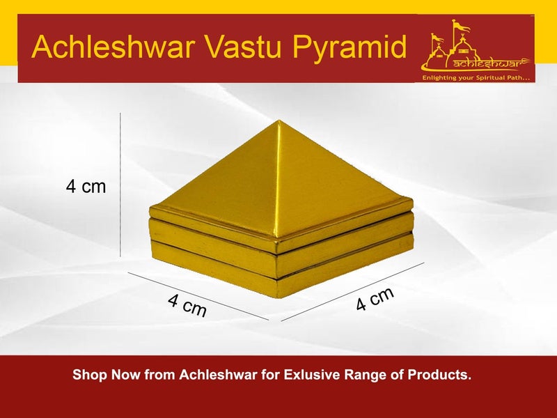 Achleshwar Golden Three Layer Vastu Metal Pyramid (5 Pcs) for Vastu and Feng Shui.|Set of 3 : 91 Pyramids in Total||Golden||Zinc Metal|(1.5" X 1.5" Inch);Ach252 - Image 2