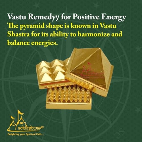 Achleshwar Golden Three Layer Vastu Metal Pyramid (5 Pcs) for Vastu and Feng Shui.|Set of 3 : 91 Pyramids in Total||Golden||Zinc Metal|(1.5" X 1.5" Inch);Ach252 - Image 5