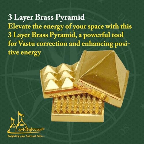 Achleshwar Golden Three Layer Vastu Metal Pyramid (5 Pcs) for Vastu and Feng Shui.|Set of 3 : 91 Pyramids in Total||Golden||Zinc Metal|(1.5" X 1.5" Inch);Ach252 - Image 3