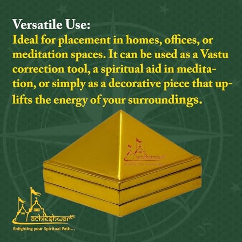 Achleshwar Golden Three Layer Vastu Metal Pyramid (5 Pcs) for Vastu and Feng Shui.|Set of 3 : 91 Pyramids in Total||Golden||Zinc Metal|(1.5" X 1.5" Inch);Ach252 - Image 4