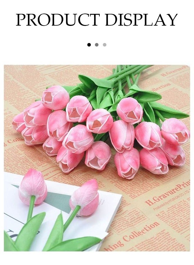 Alfa.life 20PCS Artificial Flower Gradient Pink Tulip Fake Tulips Flowers Bouquet Home Fake Flower Decoration for Weddings, Garden Decorations, Photography Props, Parties, and DIY Craft Project - Image 2