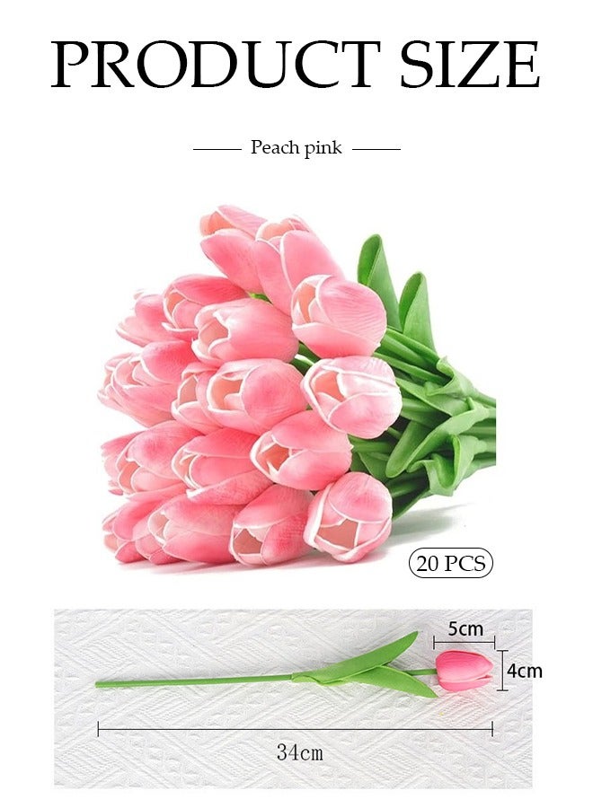 Alfa.life 20PCS Artificial Flower Gradient Pink Tulip Fake Tulips Flowers Bouquet Home Fake Flower Decoration for Weddings, Garden Decorations, Photography Props, Parties, and DIY Craft Project - Image 3