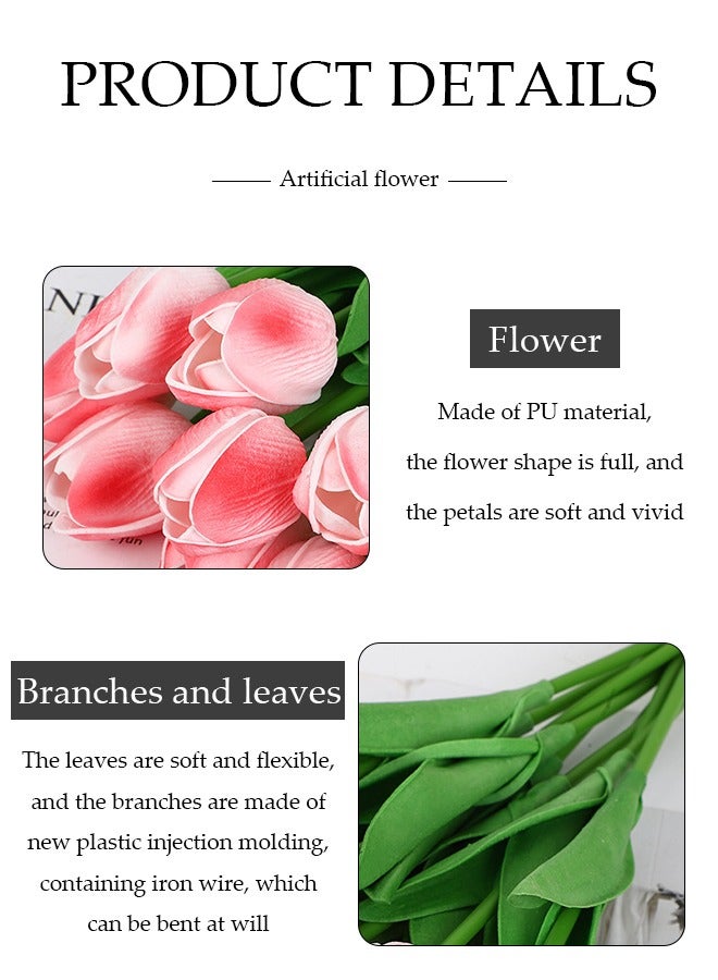 Alfa.life 20PCS Artificial Flower Gradient Pink Tulip Fake Tulips Flowers Bouquet Home Fake Flower Decoration for Weddings, Garden Decorations, Photography Props, Parties, and DIY Craft Project - Image 4