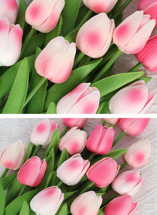Alfa.life 20PCS Artificial Flower Gradient Pink Tulip Fake Tulips Flowers Bouquet Home Fake Flower Decoration for Weddings, Garden Decorations, Photography Props, Parties, and DIY Craft Project - Image 5