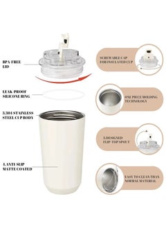 smeg SMEG 50's Style Wall Mug, 350ml Insulated Stainless Steel Coffee Tumbler, Leak-Proof Travel Mug for Hot and Cold Drinks, Perfect for Tea, Coffee, Water and More, Stylish and Practical for Travel and Everyday Use, White  - Image 5