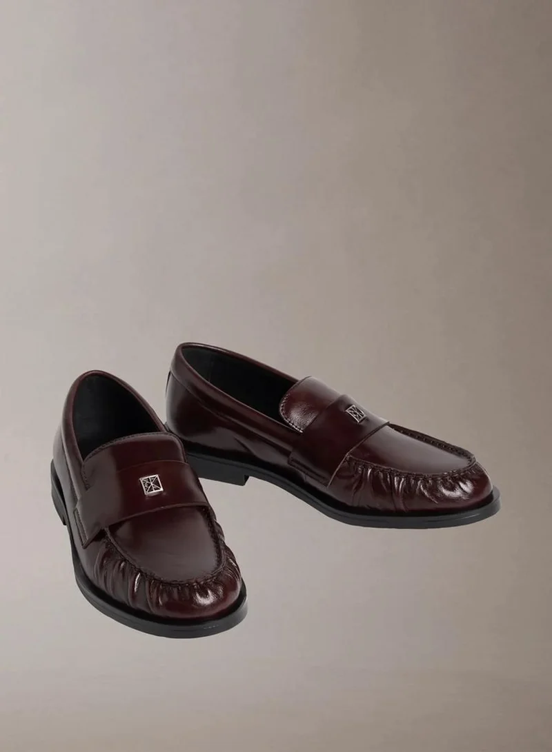 Calvin Klein Bordeaux Moses - Leather Pleated Toe Loafers for Women | Best Price UAE