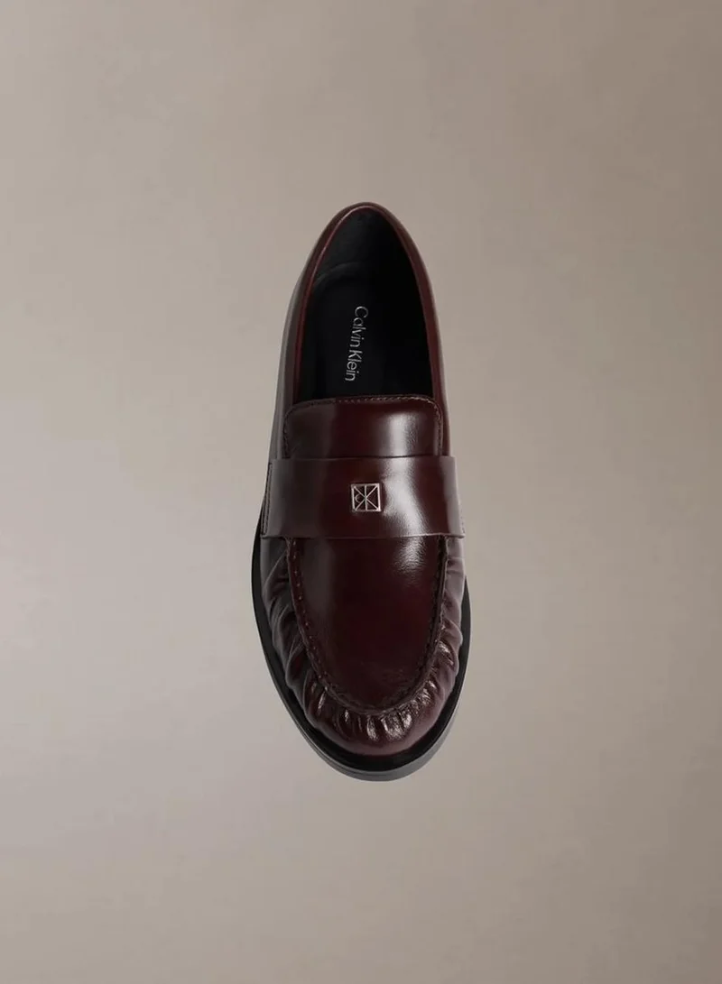 Calvin Klein Bordeaux Moses - Leather Pleated Toe Loafers for Women | Best Price UAE