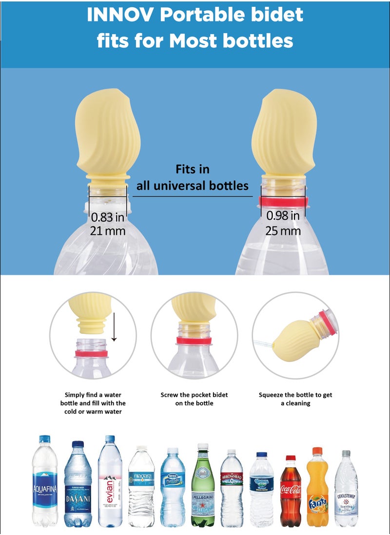 INNOV In Mecca 3pcs Pack silicone bidet travel shattaf can fit for most water bottle, sprayer connector, mixed color  - Image 3