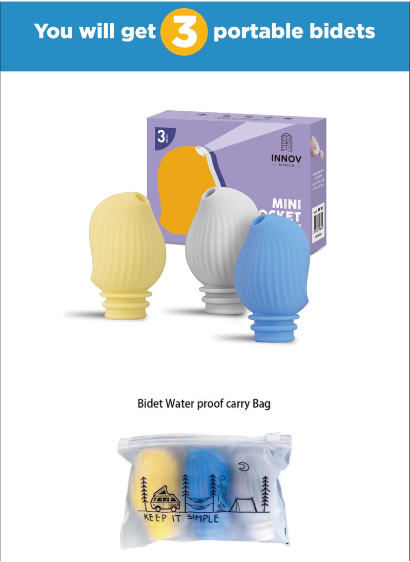 INNOV In Mecca 3pcs Pack silicone bidet travel shattaf can fit for most water bottle, sprayer connector, mixed color  - Image 5