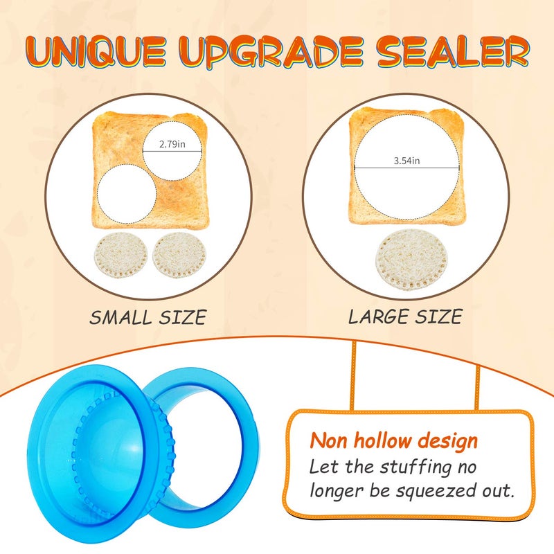 HiYZ Sandwich Cutter and Sealer - 5 PCS Decruster Sandwich Maker - Peanut Butter and Jelly Crustless Sandwich Bread Pancake Maker Cookie Cutter for Kids Children Boys Girls