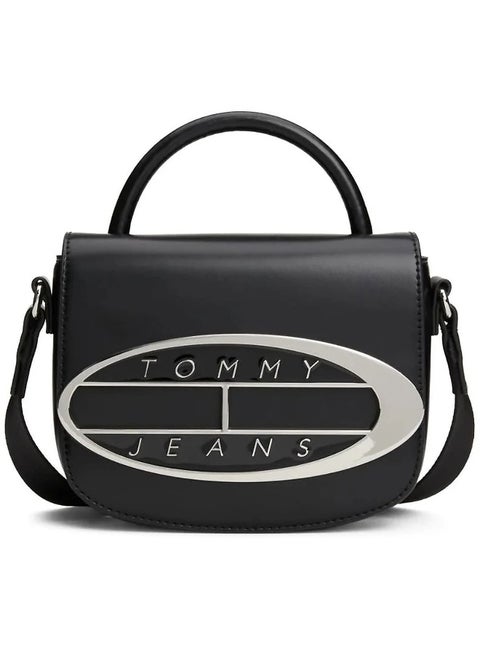 حقيبة يد نسائية جلد أسود من Tommy Hilfiger AW0AW15811 BDS – تصميم أنيق بغطاء أمامي