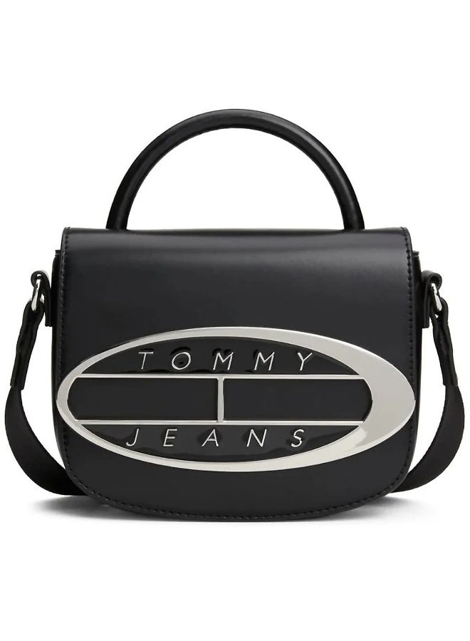 Hilfiger Denim Tommy Hilfiger Women’s Black Leather Handbag AW0AW15811 BDS – Elegant Envelope Flap Design - Image 1